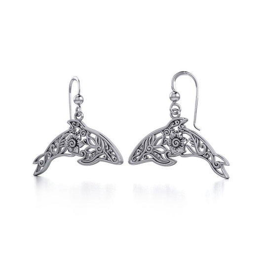 The joy of the gentle giants ~ Sterling Silver Dolphin Filigree Hook Earrings Jewelry TER1704 Earrings