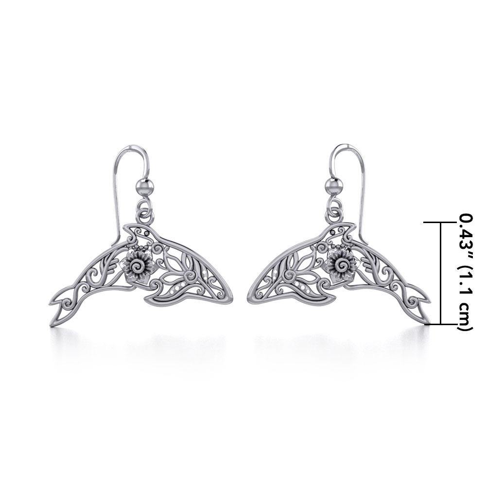The joy of the gentle giants ~ Sterling Silver Dolphin Filigree Hook Earrings Jewelry TER1704 Earrings