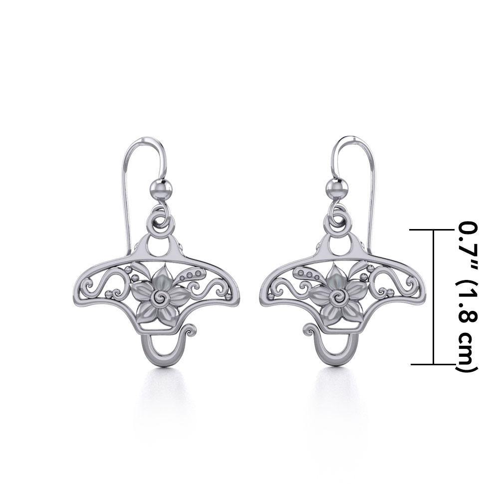 Go with the flow ~ Sterling Silver Manta Ray Filigree Hook Earrings Jewelry TER1705 Earrings