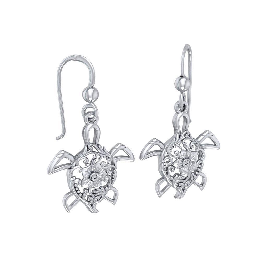 The fairies of the sea ~ Sterling Silver Sea Turtle Filigree Hook Earrings Jewelry TER1706 Earrings
