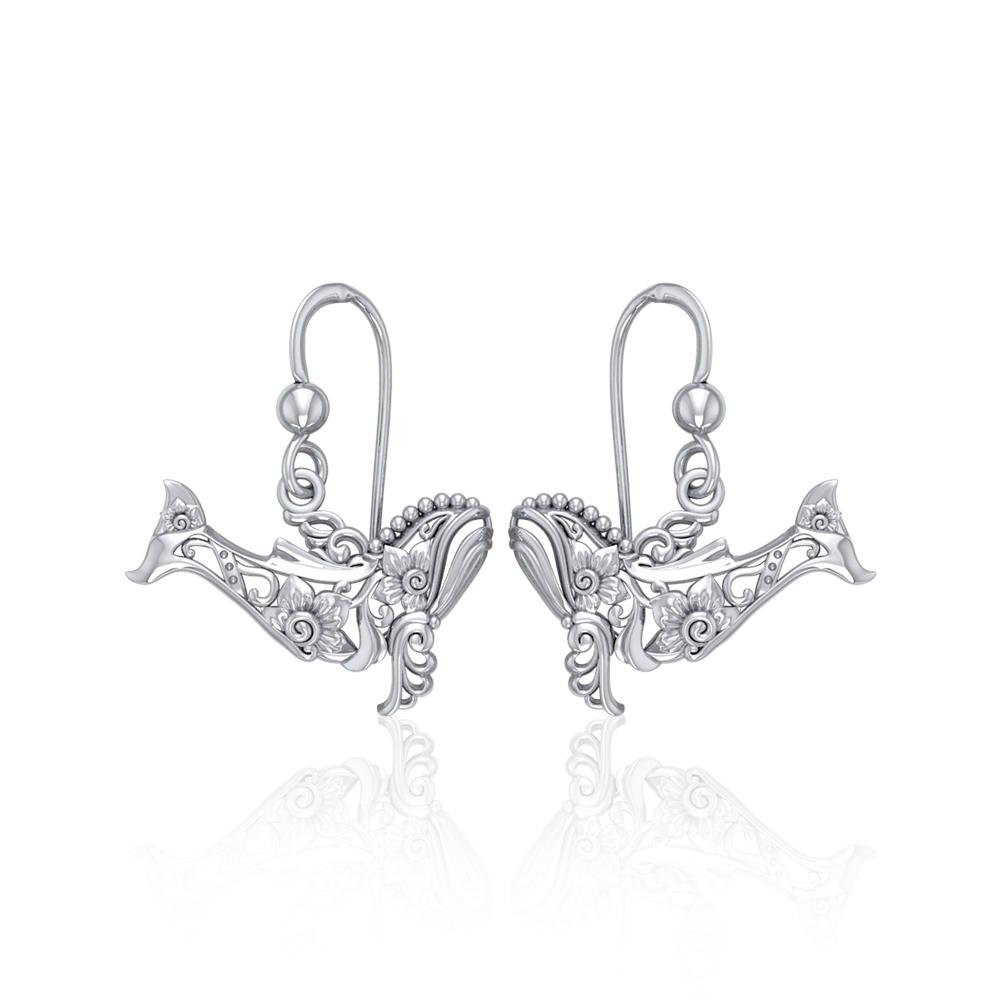 Tranquil guardians of the sea ~ Sterling Silver Whale Filigree Hook Earrings Jewelry TER1711 Earrings