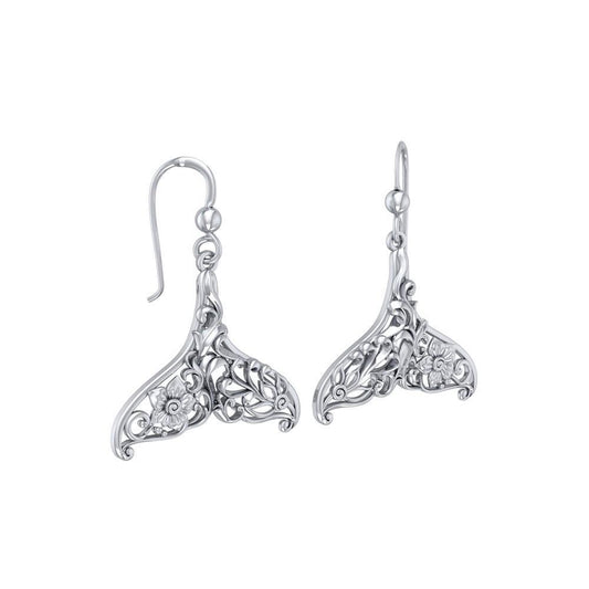 To live in solitude ~ Sterling Silver Whale Tail Filigree Hook Earrings Jewelry TER1712 Earrings