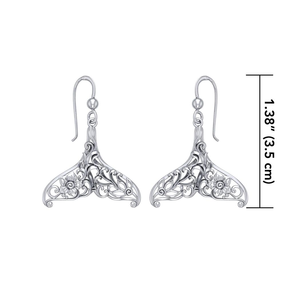 To live in solitude ~ Sterling Silver Whale Tail Filigree Hook Earrings Jewelry TER1712 Earrings