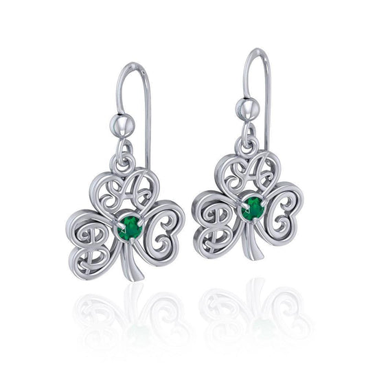 ABC Monogramming Shamrock Clover Silver Gemstone Earrings TER1720 Earrings