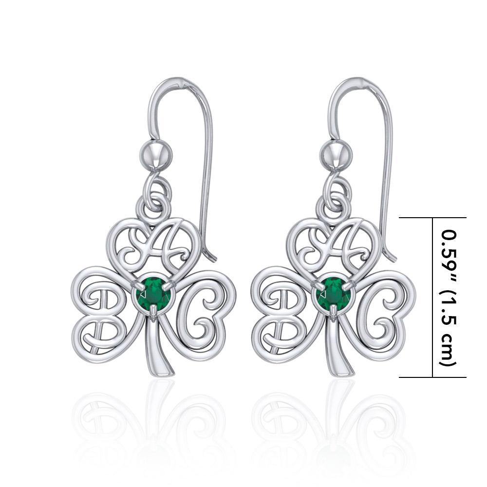 ABC Monogramming Shamrock Clover Silver Gemstone Earrings TER1720 Earrings
