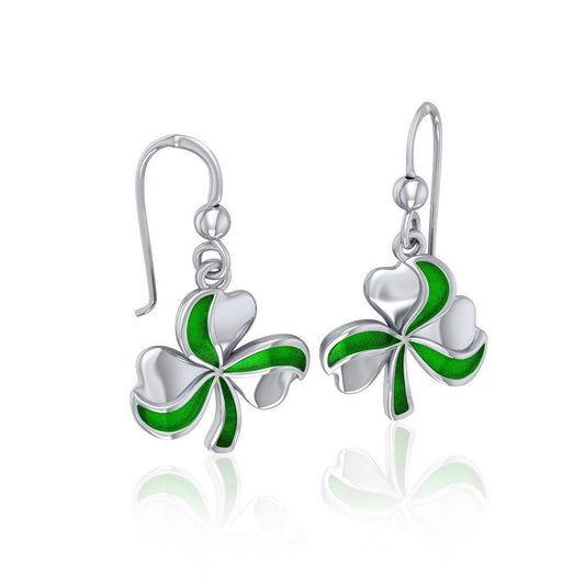 Lucky Shamrock Clover Silver Earrings with Enamel TER1732 Earrings