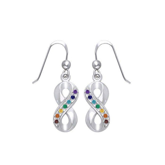 Infinity Silver Earrings with Chakra Gemstone TER1790-Mix  Gemstone Earrings