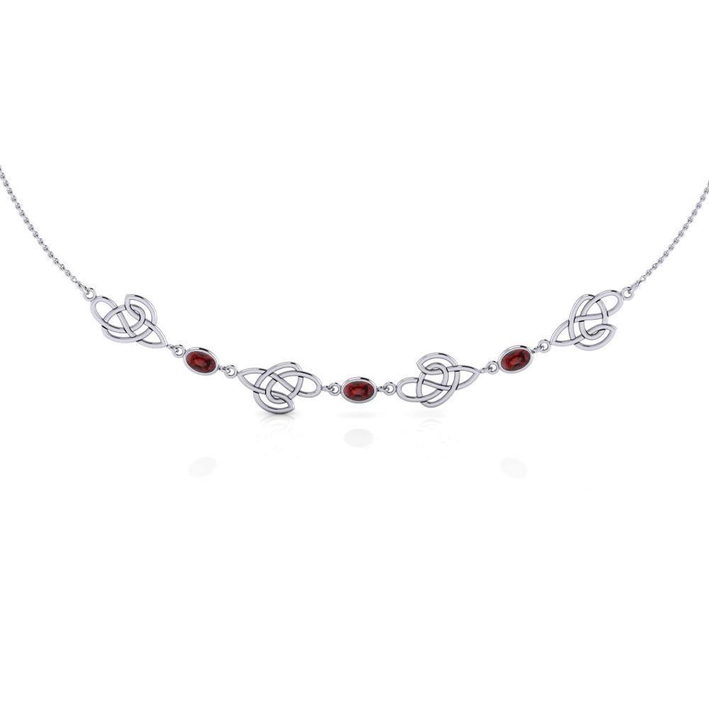 Happiness in interconnectedness ~ Celtic Knotwork Sterling Silver Necklace Jewelry with Gemstones TN016 Necklace