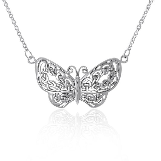 Celtic Knotwork Silver Butterfly Necklace TN047