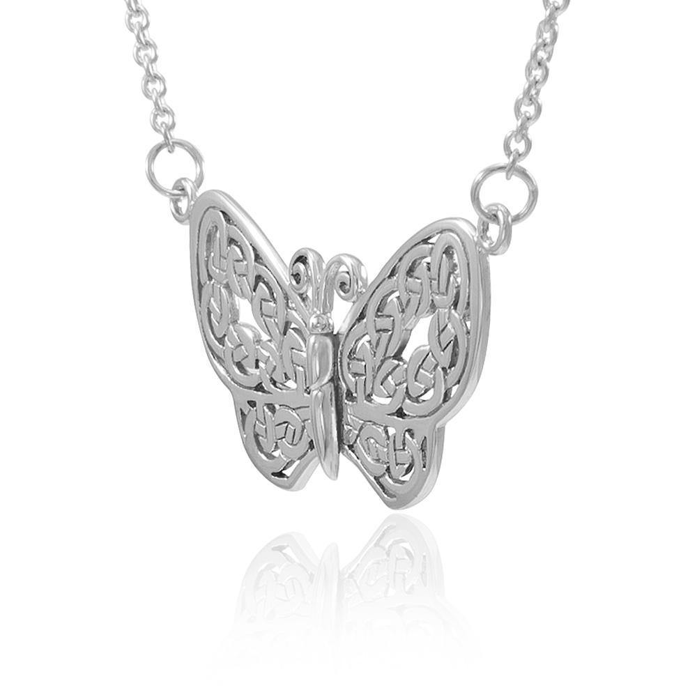 A life-changing symbolism ~ Sterling Silver Jewelry Celtic Knotwork Butterfly Necklace TN047 Necklace