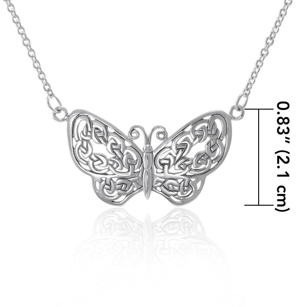 A life-changing symbolism ~ Sterling Silver Jewelry Celtic Knotwork Butterfly Necklace TN047 Necklace