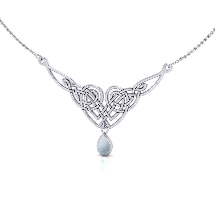 Mesmerized by an interwoven beauty  ~ Celtic Knotwork Sterling Silver Necklace Jewelry with Gemstones TN066 Necklace