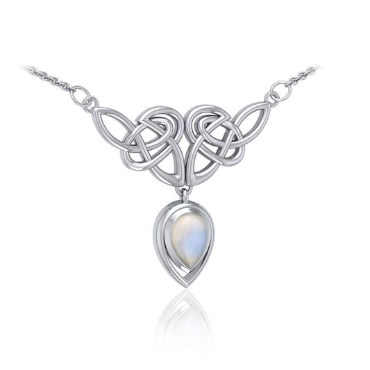 An imperishable elegance ~ Celtic Knotwork Sterling Silver Necklace with Gemstone TN132 Necklace