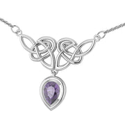 An imperishable elegance ~ Celtic Knotwork Sterling Silver Necklace with Gemstone TN132 Necklace