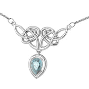 An imperishable elegance ~ Celtic Knotwork Sterling Silver Necklace with Gemstone TN132 Necklace