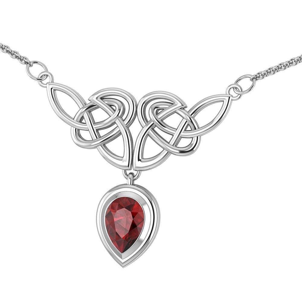 An imperishable elegance ~ Celtic Knotwork Sterling Silver Necklace with Gemstone TN132 Necklace