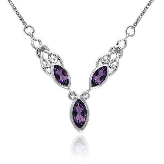 An inevitable eternal connection ~ Celtic Knotwork Sterling Silver Necklace Jewelry with Gemstone TNC084 Necklace