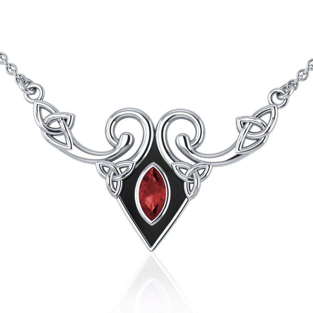 A gift of the world ~ Sterling Silver Celtic Triquetra Necklace Jewelry with Gemstones TNC159 Necklace