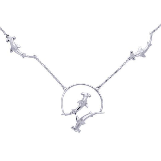 Quadruple Hammerhead Shark Sterling Silver Necklace TNC296 Necklace