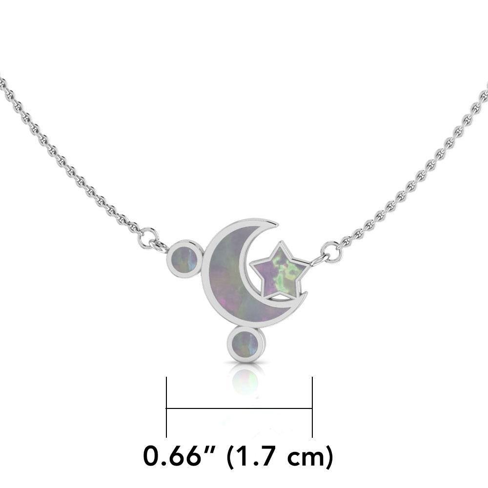 Moon and Star Necklace with Opal Inlaid TNC411P Necklace