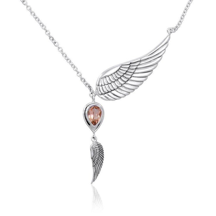 In peace and calm ~Sterling Silver Angel Wing Jewelry Necklace with Gemstone TNC421P Necklace