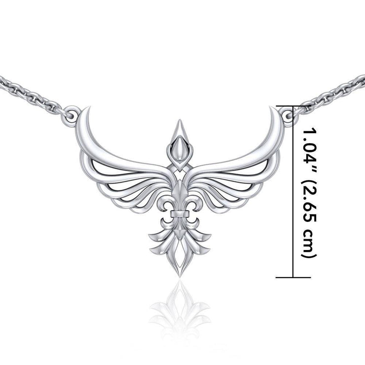 Phoenix with Fleur De Lis Sterling Silver Necklace TNC449 Necklace