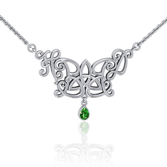 Happy Birthday Trinity Knot Monogramming Silver Necklace with Gem TNC458 Necklace