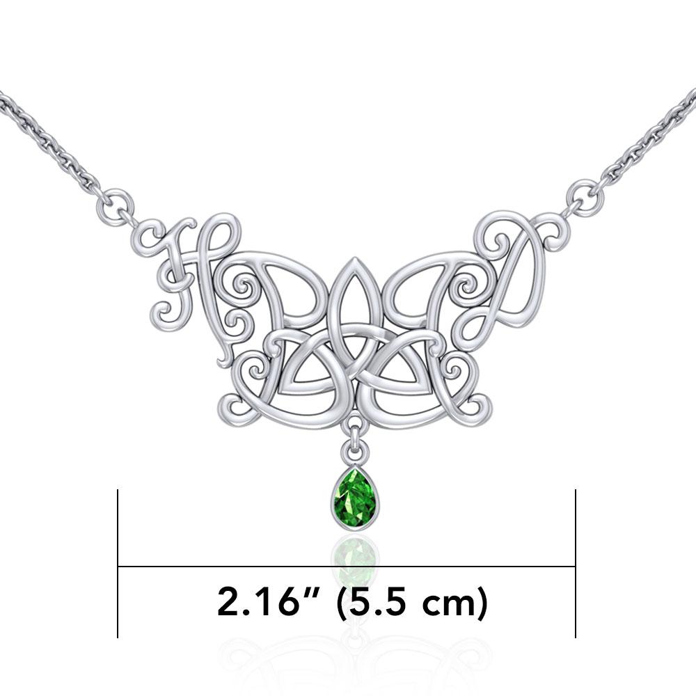Happy Birthday Trinity Knot Monogramming Silver Necklace with Gem TNC458 Necklace