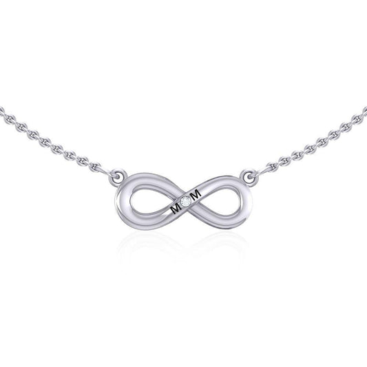 Infinity Love For Mom Silver Necklace with Single Gem TNC459 Necklace