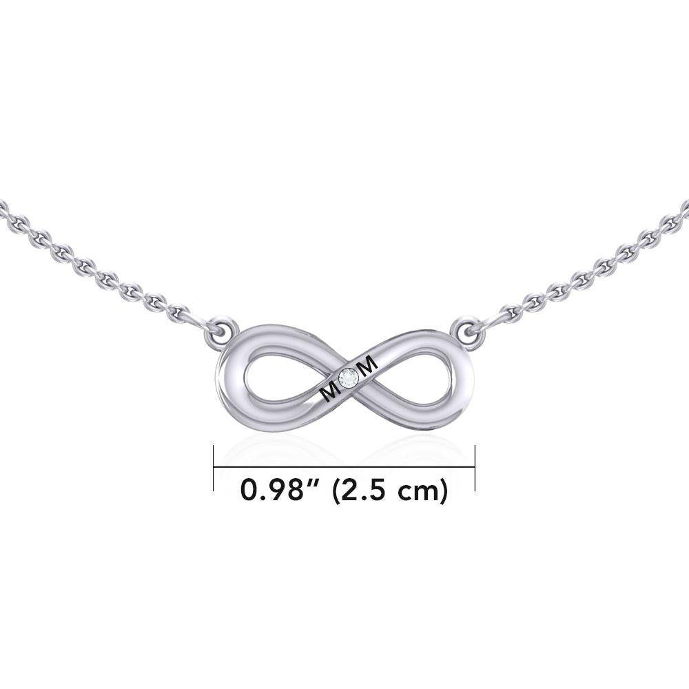 Infinity Love For Mom Silver Necklace with Single Gem TNC459 Necklace