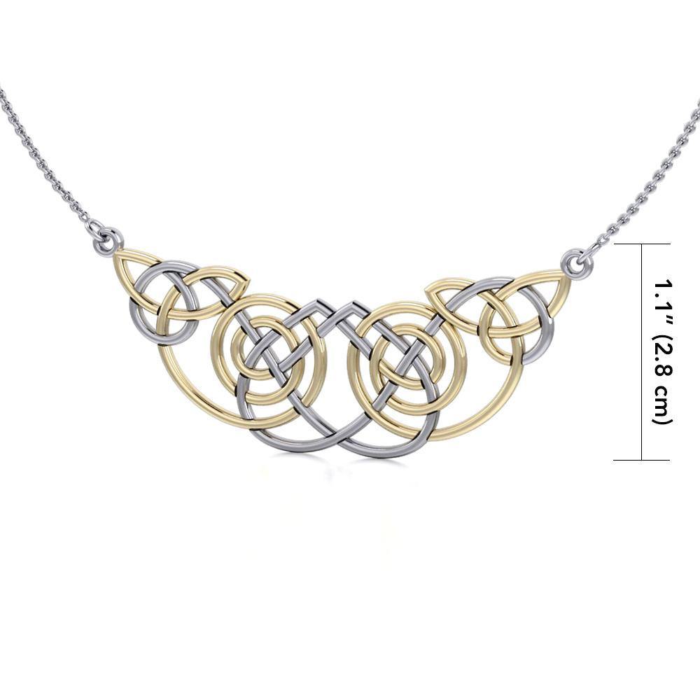 Celtic Knot Spiral Gold Accent Silver Necklace TNV002 Necklace