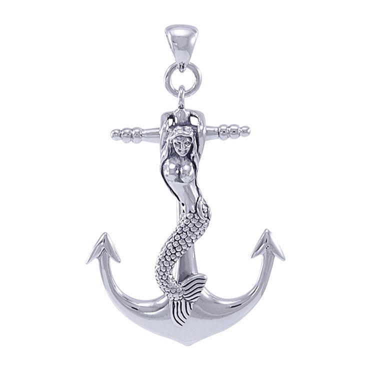 Mermaid on Anchor Silver Pendant TP1006