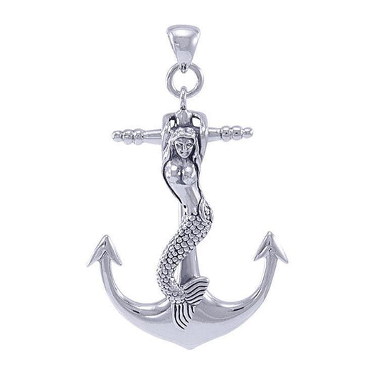 Mermaid on Anchor Silver Pendant TP1006