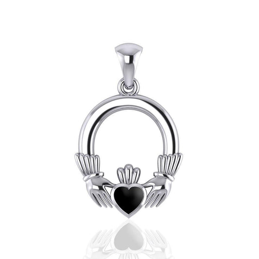 Am eduring symbol to last ~ Celtic Knotwork Irish Claddagh Sterling Silver Pendant Jewelry with a Gemstone Inlay TP101 Pendant