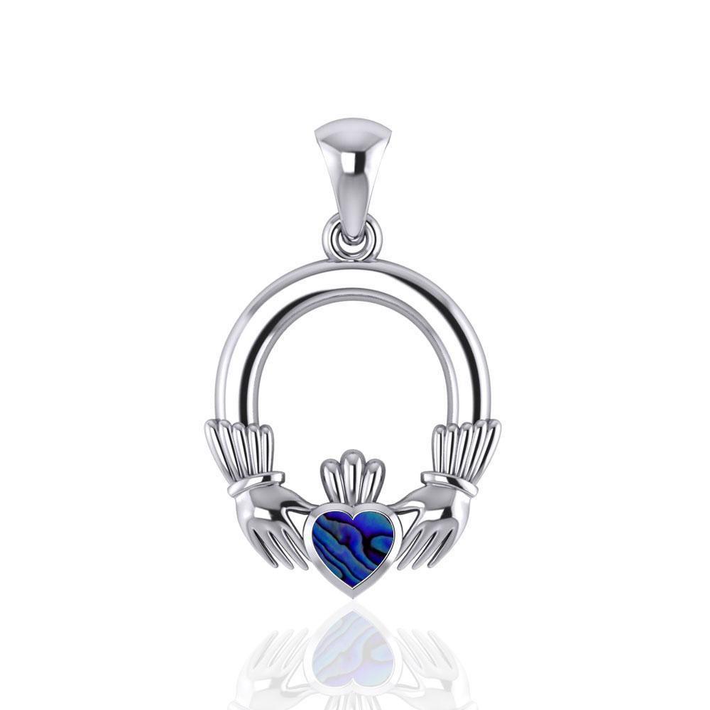 Am eduring symbol to last ~ Celtic Knotwork Irish Claddagh Sterling Silver Pendant Jewelry with a Gemstone Inlay TP101 Pendant