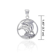 Dolphins in Circle Silver Pendant TP1018 Pendant