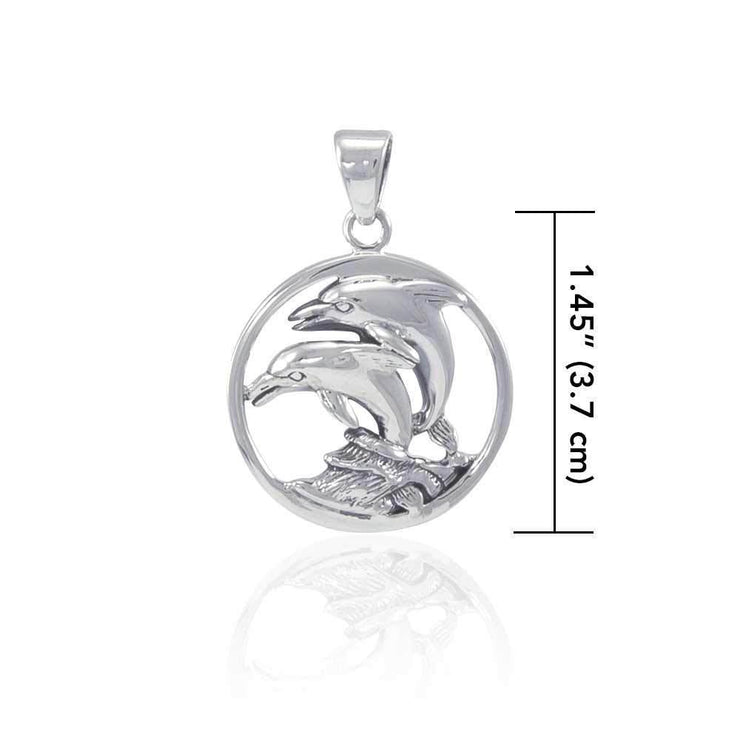 Dolphins in Circle Silver Pendant TP1018 Pendant