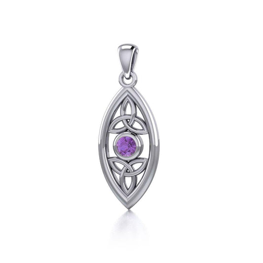 The everlasting power of the Holy Trinity ~ Sterling Silver Celtic Triquetra Pendant Jewelry with Gemstone TP1147 Pendant