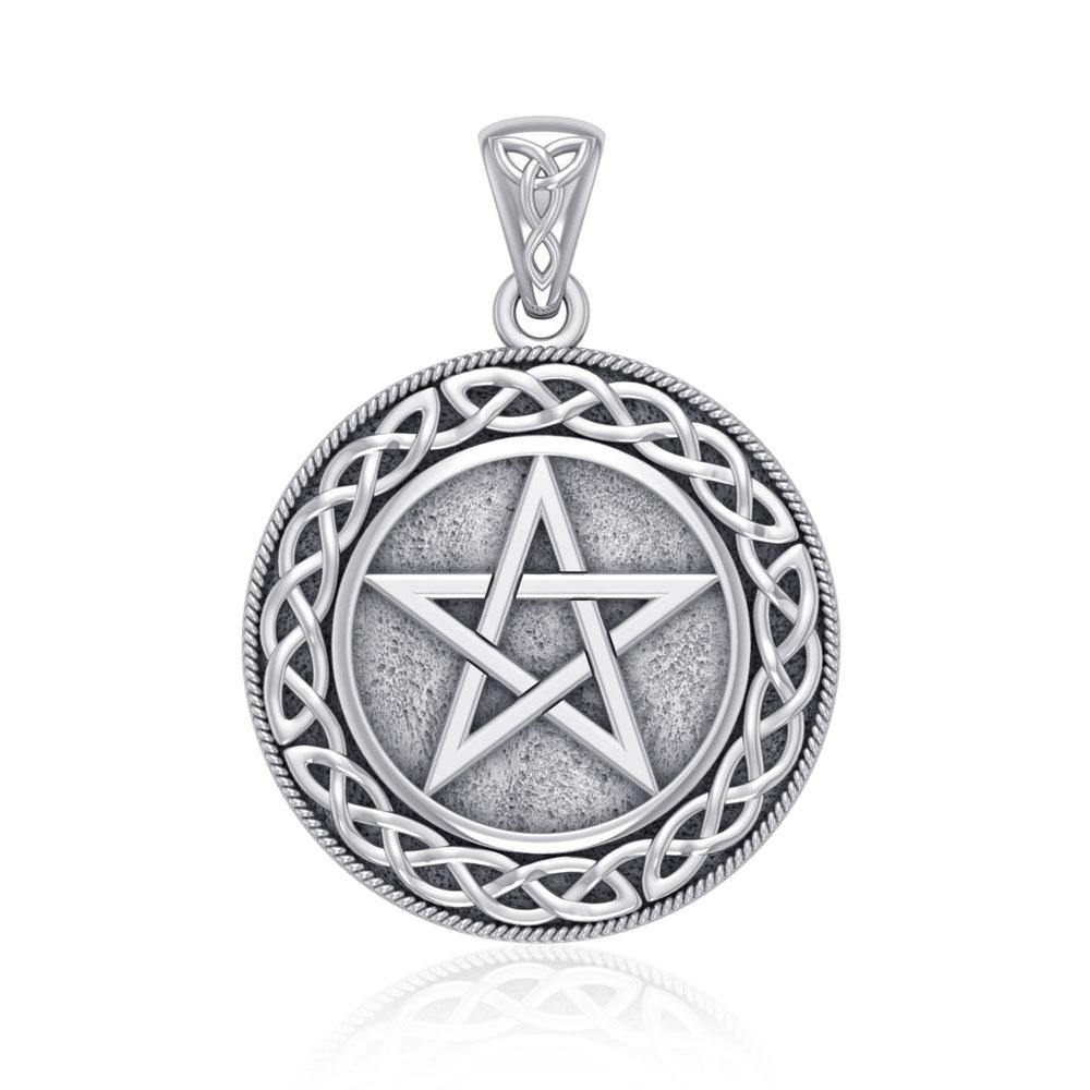 Silver Pentagram Pentacle with Celtic Border Pendant TP202 Pendant