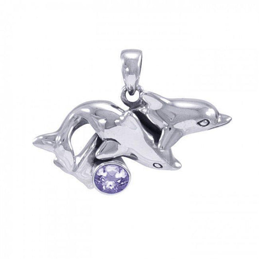Double Dolphin Silver Pendant TP2639 Dolphin