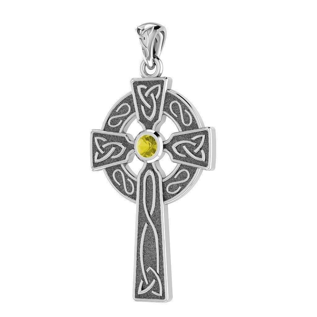 Believe in thy Holy Cross ~ Sterling Silver Jewelry Pendant with a shimmering Gemstone TP3252 Pendant