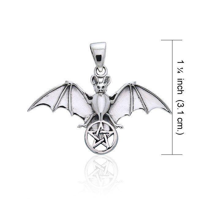 Bat Resting in the Sacred  Pentacle ~ Sterling Silver Pendant Jewelry TPD1078 Pendant