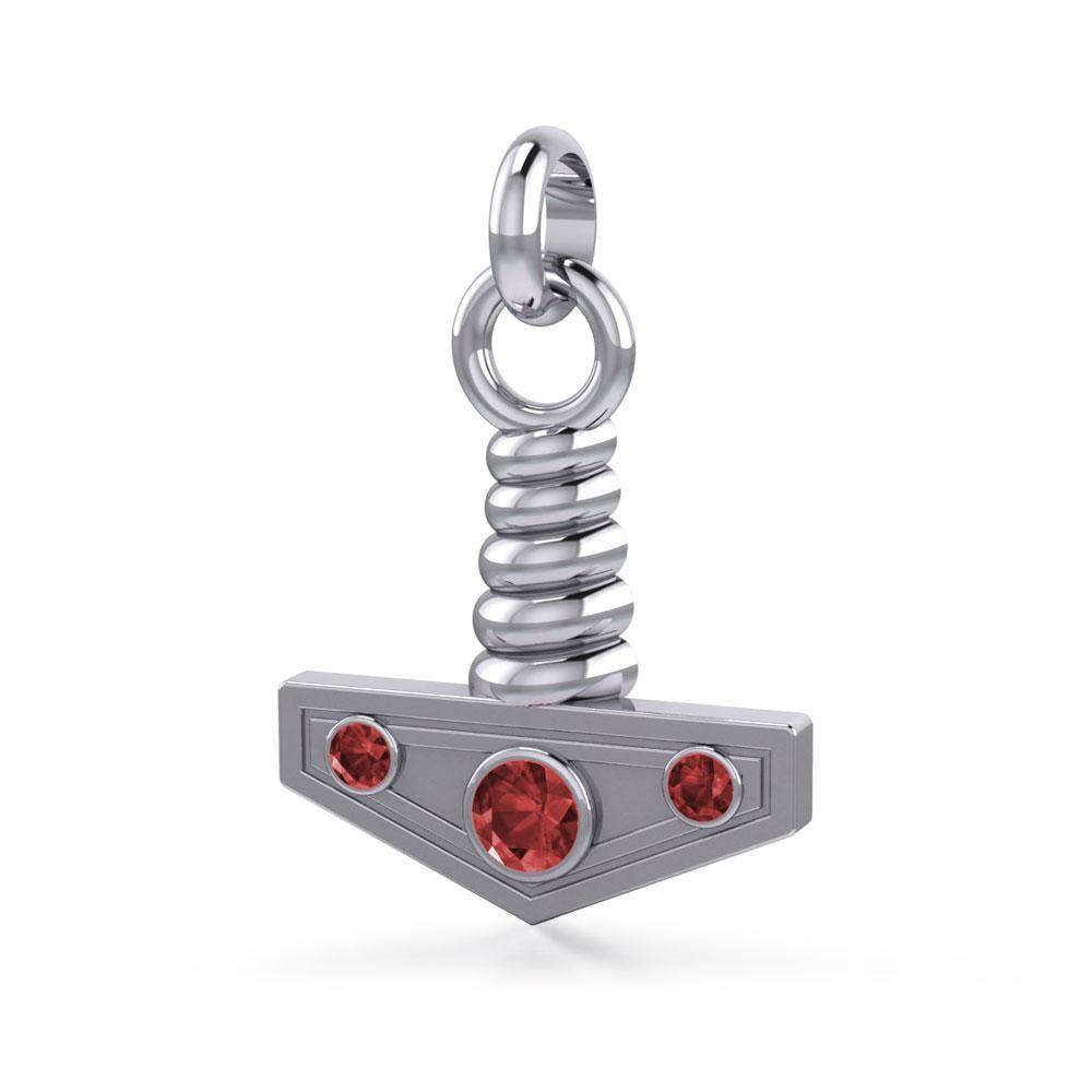 Thor's Hammer with Gems Silver Pendant TPD1117 Pendant