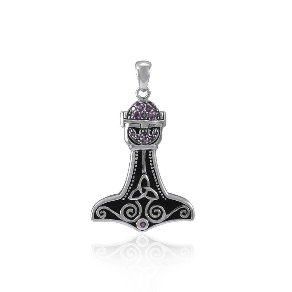 Thor Hammer with Gemstone Silver Pendant TPD1192 Pendant