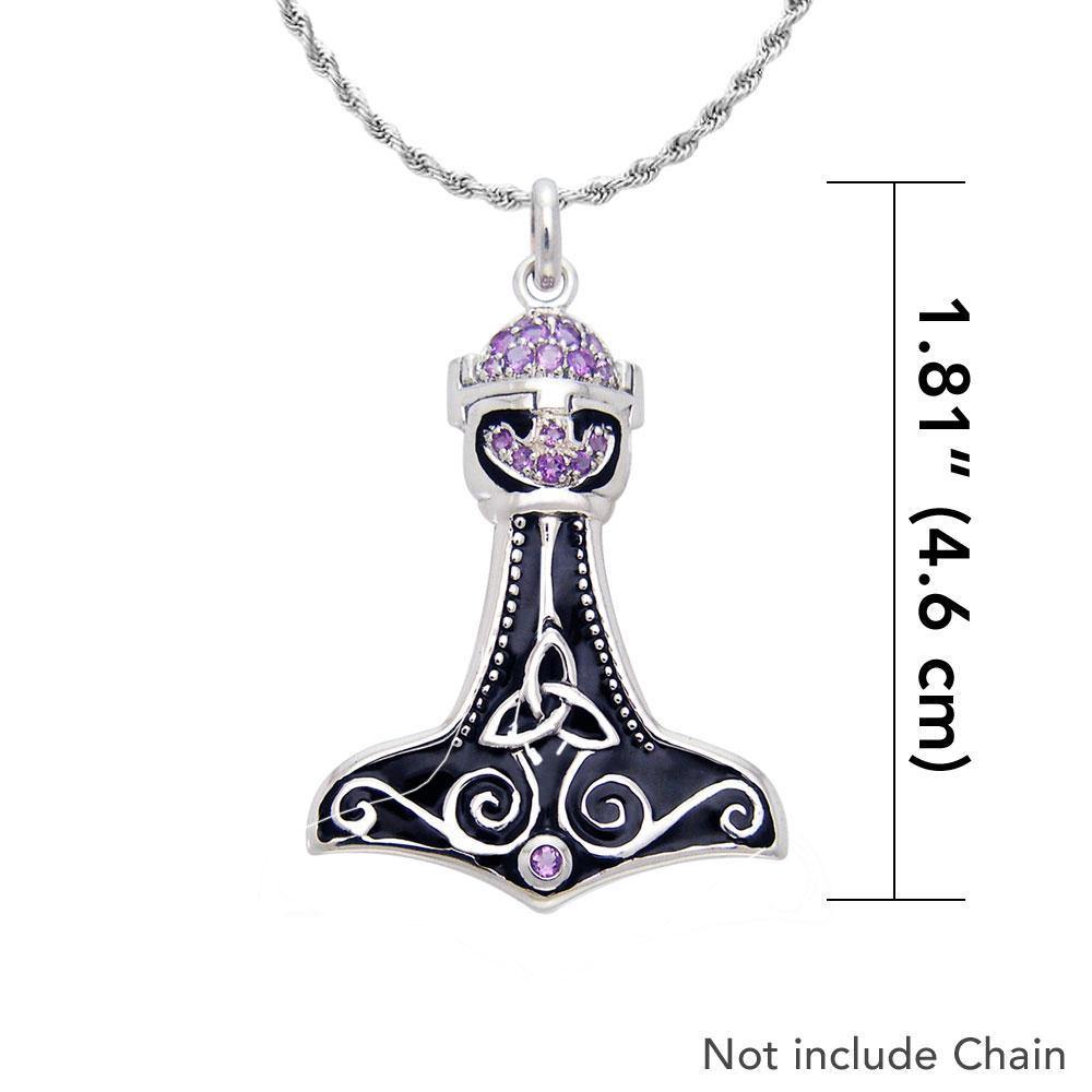 Thor Hammer with Gemstone Silver Pendant TPD1192 Pendant