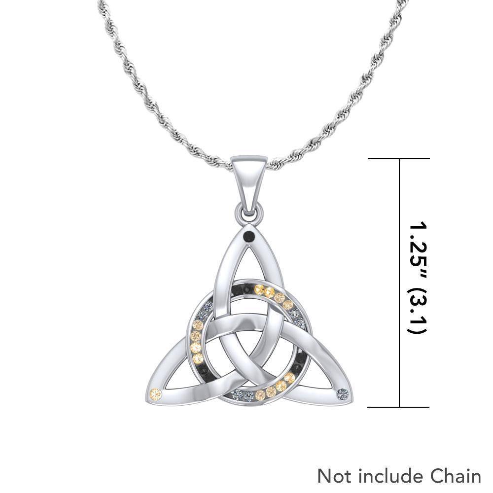 An endless representation in threefolds ~ Celtic Knotwork Trinity Silver Pendant and Gemstones TPD1810 Pendant