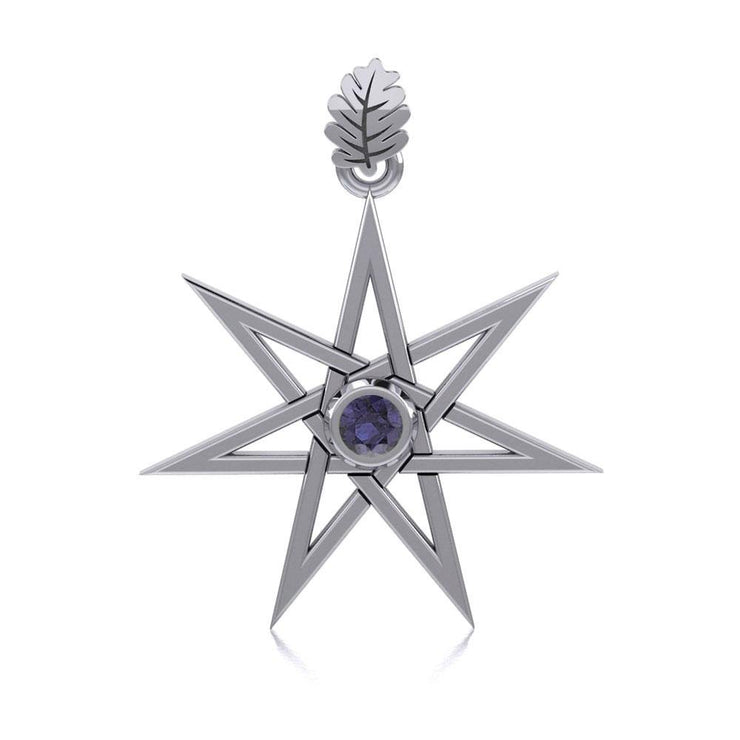 Elven Star and Oak Leaf Sterling Silver Pendant with Gemstone TPD2104 Pendant
