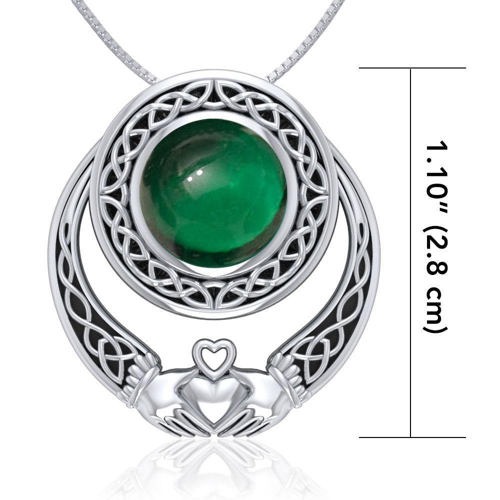 A unique love of eternity and grace ~ Celtic Knotwork Claddagh Sterling Silver Pendant Jewelry with Gemstone TPD220 Pendant