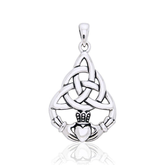 Celtic Triquetra with Claddagh Silver Pendant TPD2239 Pendant