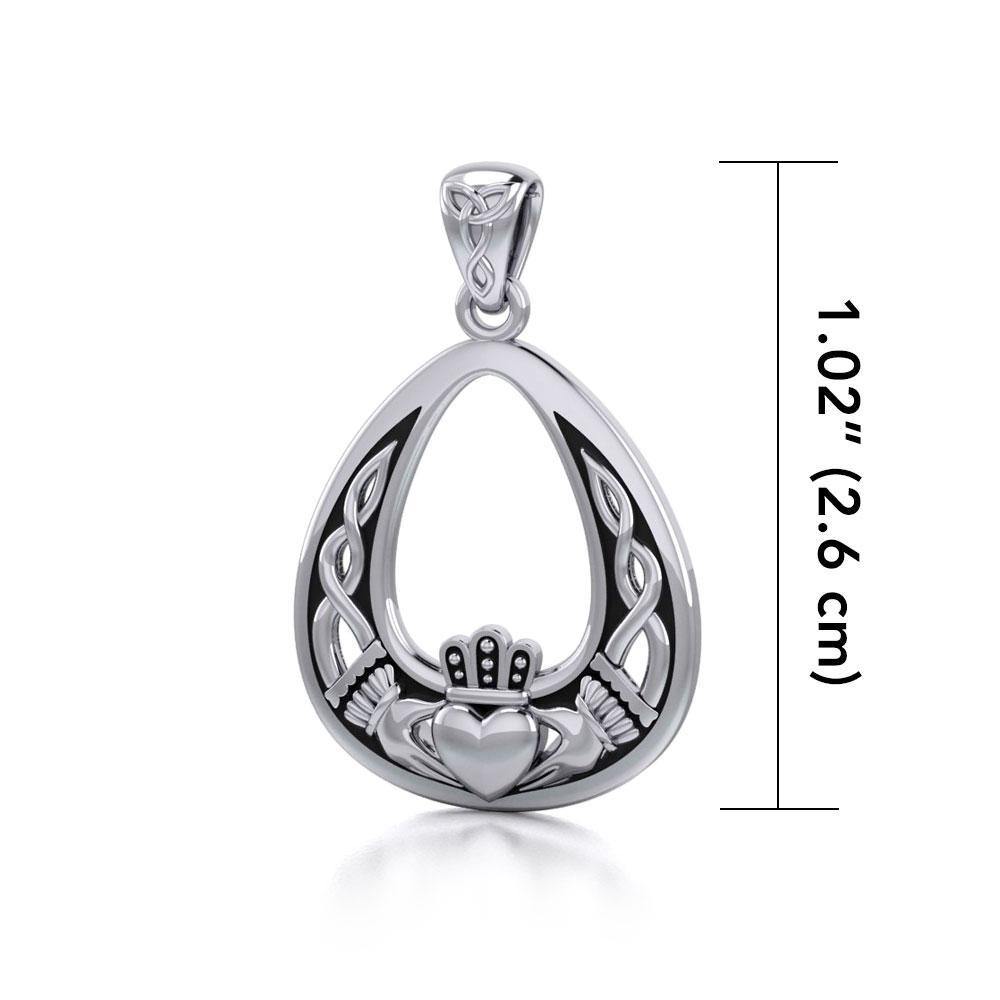 Love goes on in an enchanting way ~ Celtic Knotwork Claddagh Sterling Silver Pendant Jewelry TPD3034 Pendant